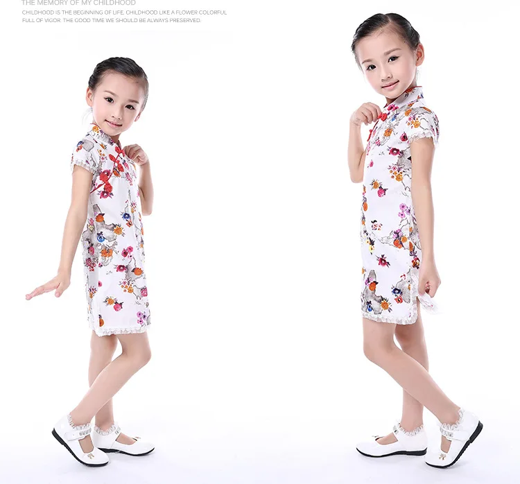 Одежда для детей; сезон лето; Cheongsam; китайский костюм; платье в китайском стиле; костюм Guzheng; детская юбка