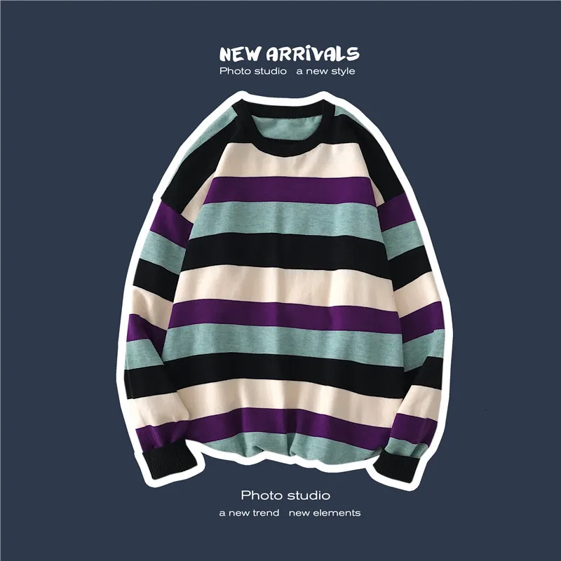 Winter New Thick Sweater Men Warm Fashion Contrast Color Casual Striped Sweter Men Loose Long-sleeved Pullover Man Clothes Winter New Thick Sweater Men Warm Fashion Contrast Color Casual Striped Sweter Men Loose Long-sleeved Pullover Man Clothes