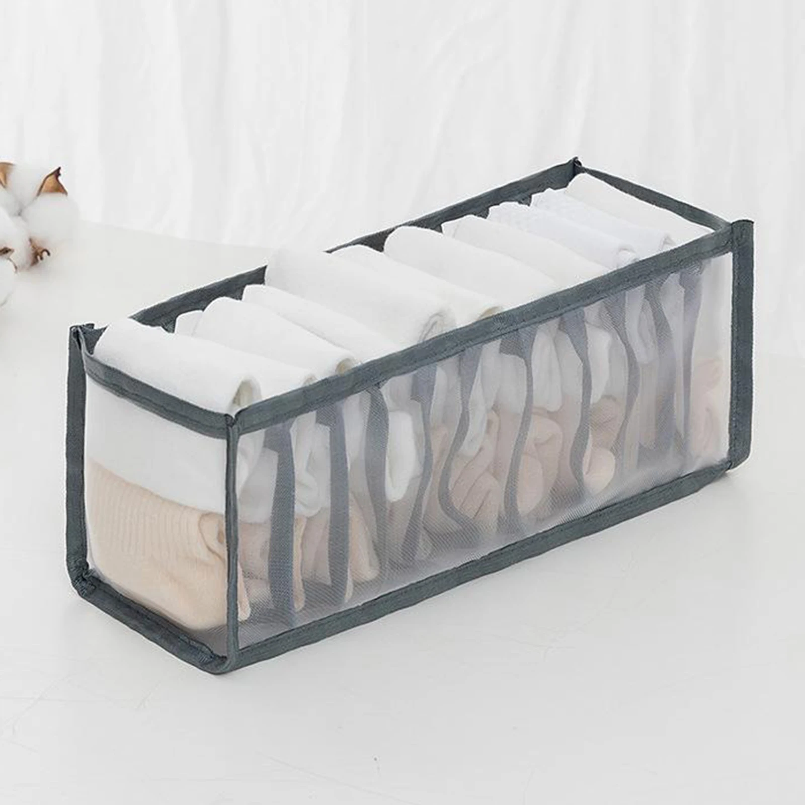 Portable Mesh Thicken Underwear Drawer Organizer Foldable Closet Socks Underpants Bra Storage