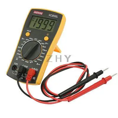 

Yellow Back Stand Design Handy AC DC Multimeter w 2 Test Leads