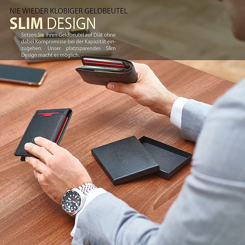 Men's Wallet Carbon Fiber Credit Card Wallet RFID Protection Simple Ultra-thin PU Small Money Clip