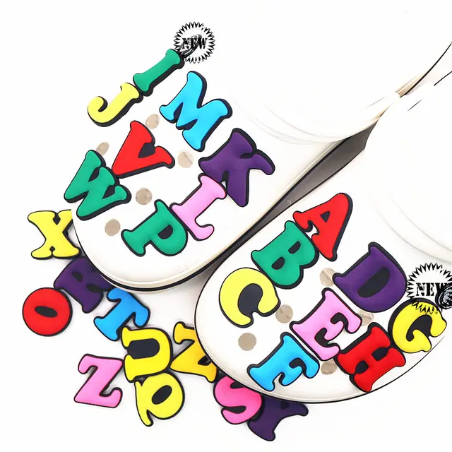 Single Sale 1pcs Capital Letters PVC Shoe Charms Decoration Colorful Garden  Shoe Accessories for croc jibz Kids Party X-mas Gift