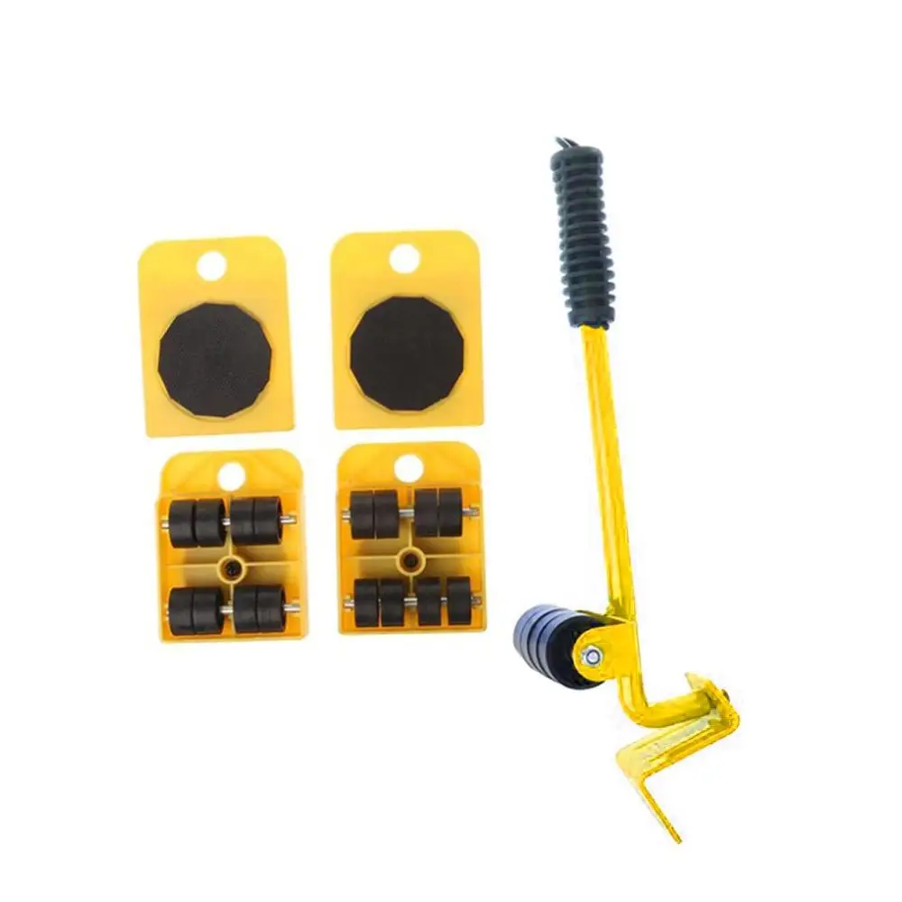 

Furniture Transport Lifter Heavy Stuffs Moving Tool Set Furniture Mover Tool 4 Wheeled Mover Roller+1 Wheel Bar Hand Tools