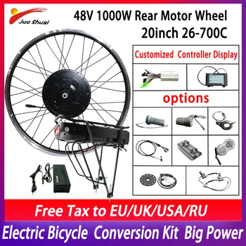 

48V 1000W Big Power Brushless Hub Motor Wheel Ebike Conversion Kit 48V 12-21AH Battery 20inch 26-700C Tires ebike Complete Kit