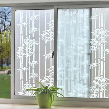 

SUNICE Bamboo Decoration Window Film Privacy Window Film Adhesive Frosted Glass Film Shower Window Decals Living Room Office10M
