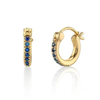 

LOZRUNVE Dainty Custom Jewelry 925 Sterling Silver Gemstone Cubic Zirconia Colored Huggie Hoop Earring