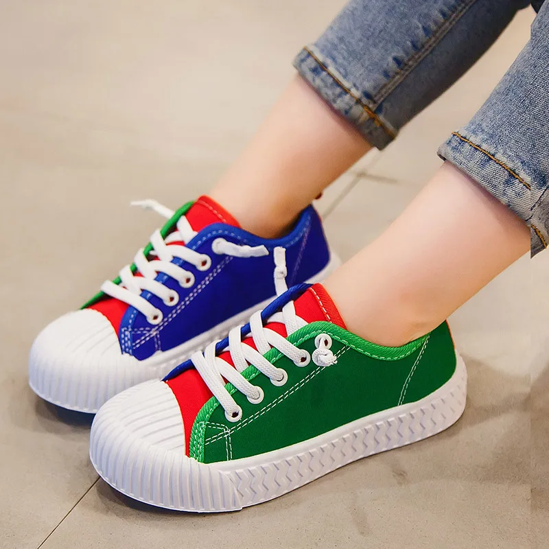 Children's Canvas Shoes Mixed Color Kids Loafers Boys Girls Flat kids Sneakers Fashionable Rubber Sole Anti-Slip Autumn SSJ023