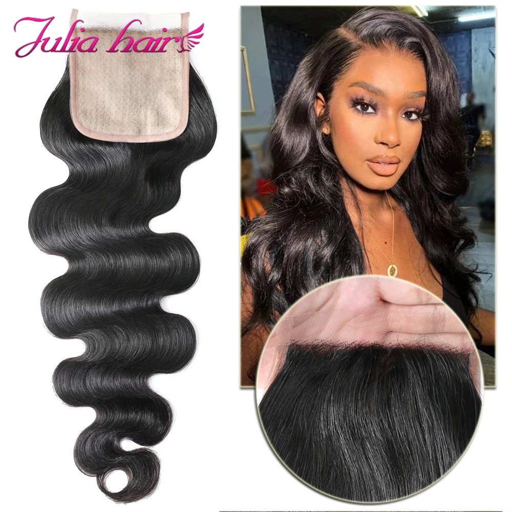 Brazilian Straight Silk Base Lace Closure Free Part Natural Color Body Wave Lace Closure 16-20 Julia Hair Curly Lace Closure (2)