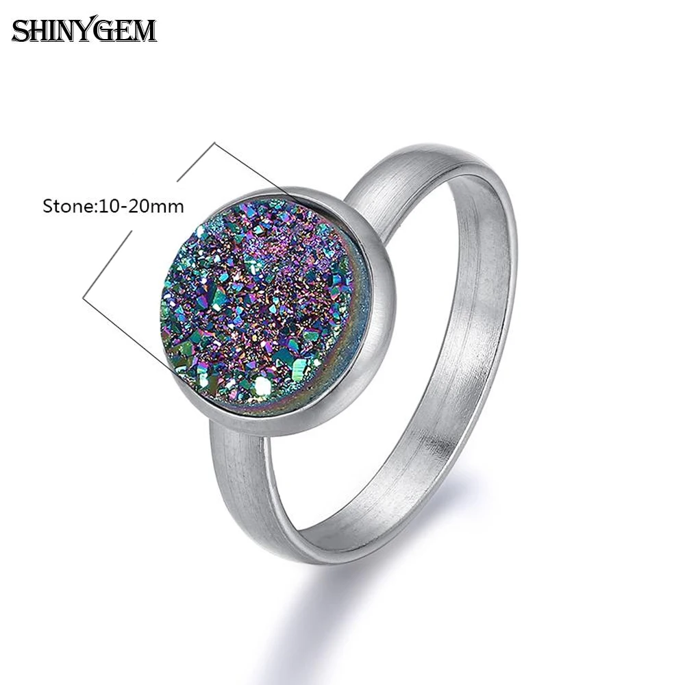 Сверкающие кольца из настоящего камня ShinyGem регулируемые открытые нержавеющей