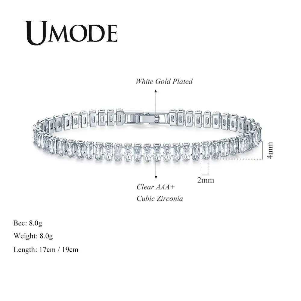 Женские теннисные браслеты UMODE 2 мм * 4 из прозрачного циркона роскошный браслет с