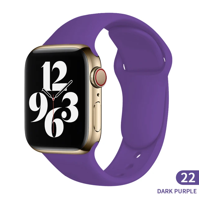 Soft Silicone Sport Band for Apple Watch SE 7 Series 44MM 40MM rubber Watchband Strap on smart iWatch 654321 42MM 38MM bracelet Dark purple