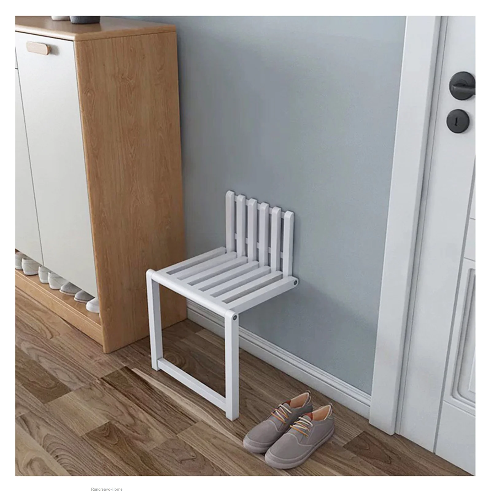 Folding Footstool Wall-mounted Wall Folding Porch Chair Door Shoe Cabinet Hidden Footstool Folding Bathroom Stool