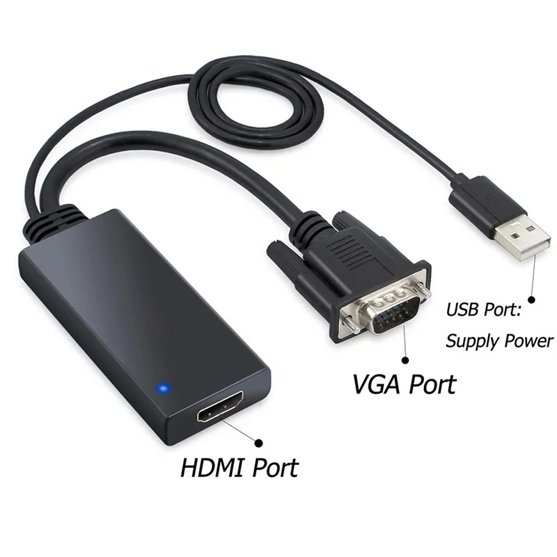 VGA к HDMI адаптер для компьютера дисплей экранный проектор HD TV VGA Мужской к HDMI Женский VGA HDMI конвертер дополнительный аудиокабель USB
