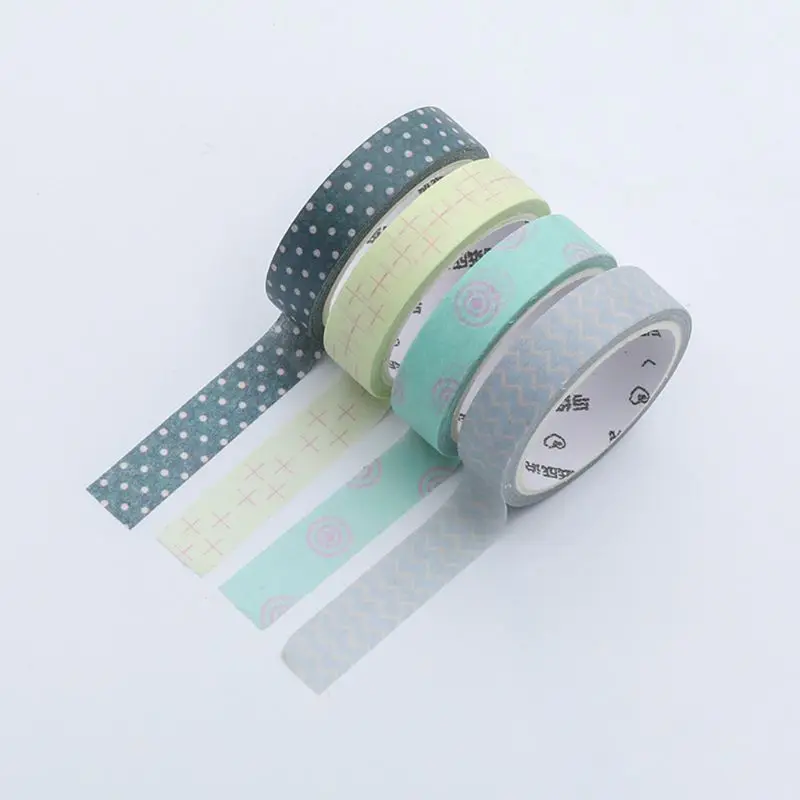 Basic Color Series 4 Roll Boxed Washi Tape Set Colorful Cartoon Hand Account DIY Decorative Stickers Random 8 Paper Tape W91A