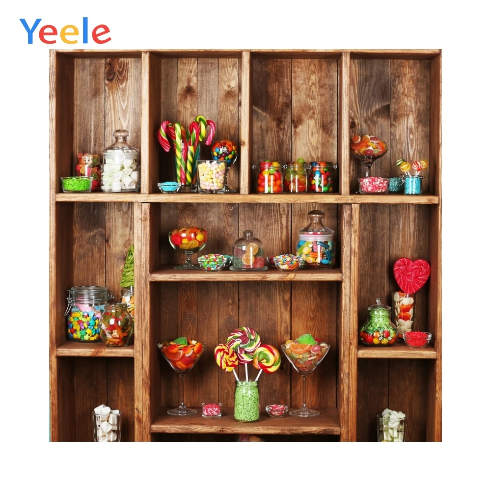 

Yeele Candy Bar Brown Wooden Shelves Baby Portrait Photocall Photographic Backdrops Photography Backgrounds For Photo Studio