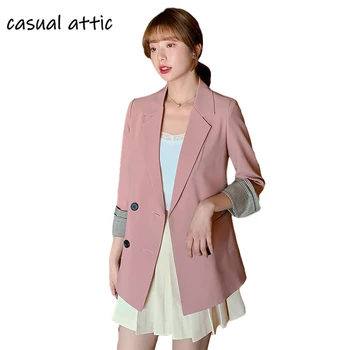 

Long Blazers Women Spring Autumn Women Suit Plus Size slim 2020 Long Sleeve Double Breasted Jacket Women Casual Blazers