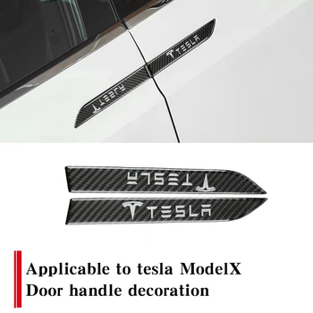

Door handle trim strip For tesla model X 2016-2019 real carbon fiber Car door decoration protection cover stickers accessories