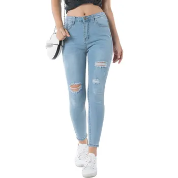 

High Waisted Skinny Jeans Female Elastic Denim Plus Size Boyfriend Jeans Woman Mom Ripped Jeans Pencil Pants Mujer