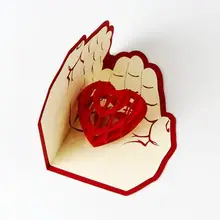 3D стерео любовь в ладони Спасибо карты вверх Складная ручной работы любовная открытка Свадьба День Святого Валентина подарок
