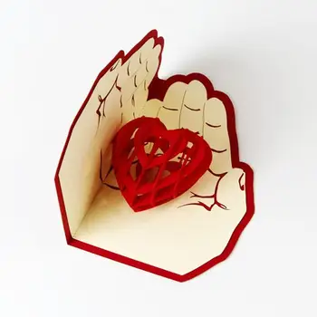 

3D Stereo Love In The Palm Of The Hand Thank You Card up Foldable Handmade Love Postcard Wedding Valentine's Day Gift