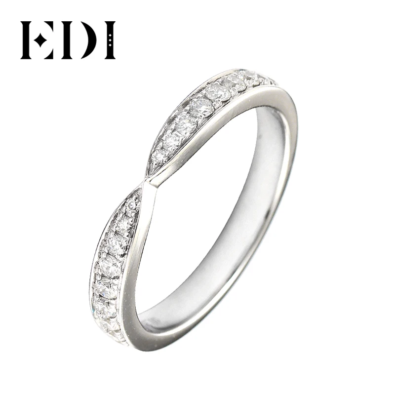 EDI бриллиантовый браслет в Подарок на годовщину свадьбы Настоящее 14K 585 Белое золото 0,30 cttw G/SI бриллианты обручальное кольцо для женщин универсальная полоса