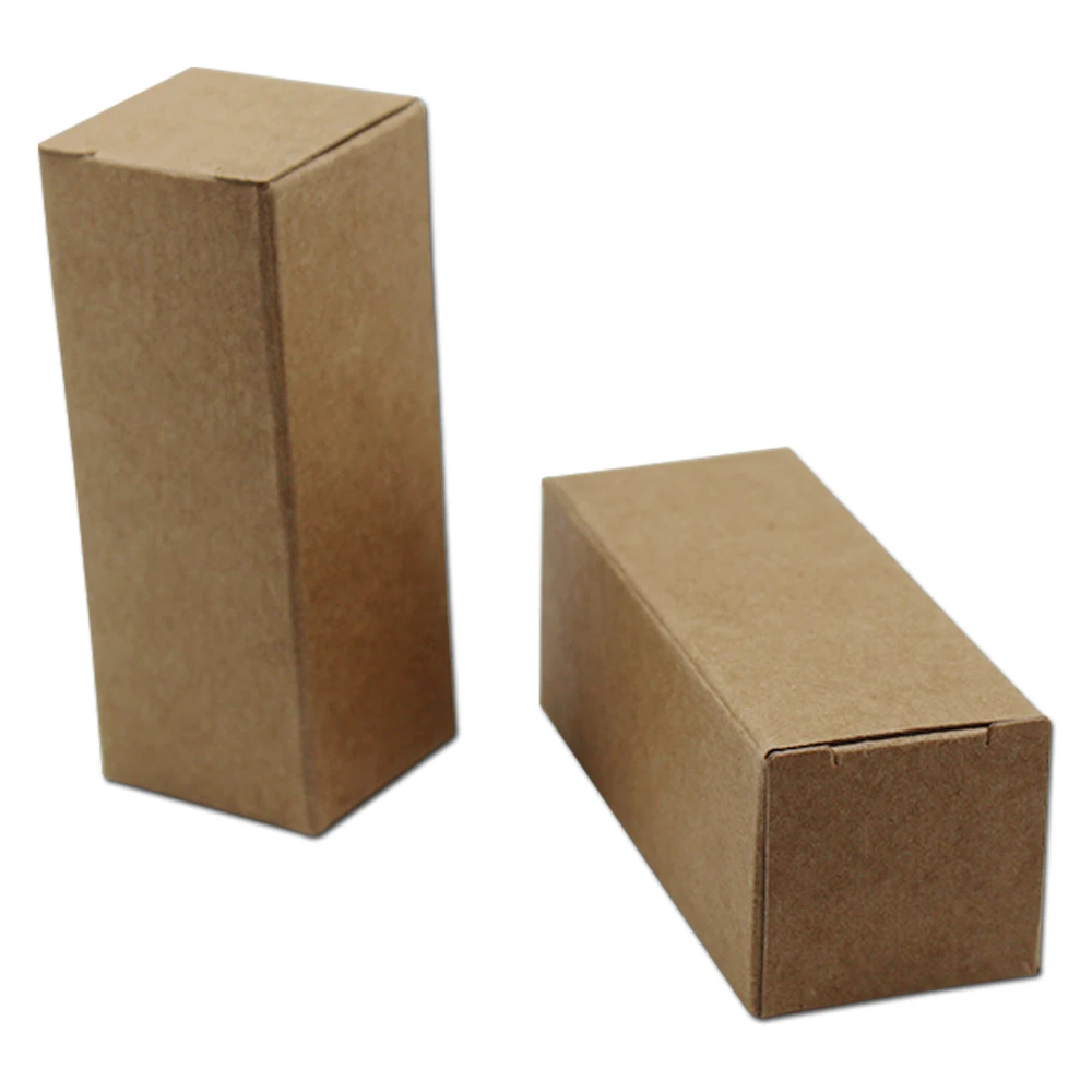 

50Pcs Folding Brown Kraft Paper Storage Box Lipstick Perfume Sample Storage Box Plastic Dropper Essential Oil Bottle Package Box