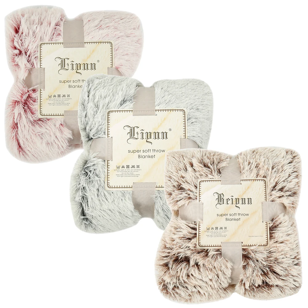 

Super Soft Long Shaggy Fuzzy Fur Faux Warm Elegant Cozy Fluffy Throw Blanket Bed Sofa Blanket Christmas Decorations for Home