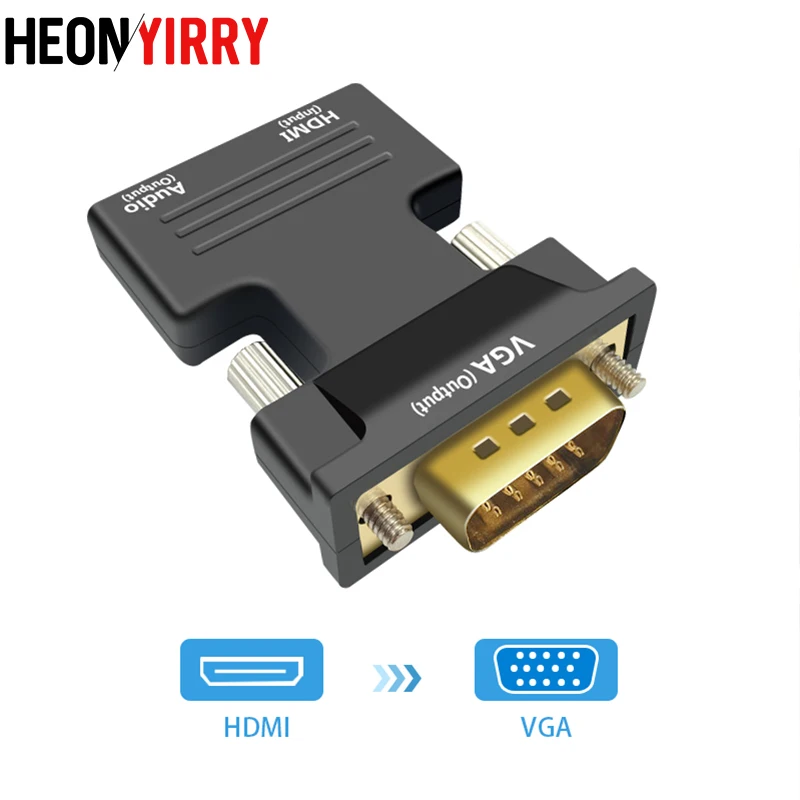 1080P HDMI к VGA адаптер папа женскому цифровой аналоговые аудио и видео конвертер