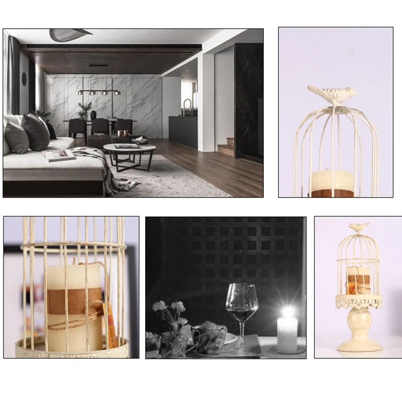 Hollow Hanging Bird Cage Candle Holder Candlesticks Lantern Wedding Decorations Candle Stand Holder Home Table Ornaments Candlel