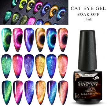 

RBAN NAIL 9D Cat Eye Nail Gel Chameleon Magnetic UV Gel Varnish Long Lasting Shining Laser Cat Eye Nail Art Gel Lacquer 7ml