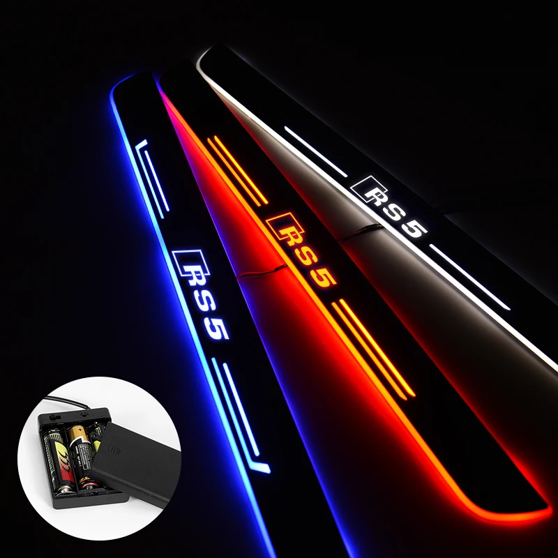 

LED Door Sill For Audi A5 S5 RS5 Sedan 2012 - 2018 LED Streamed Light Scuff Plate Acrylic Battery Car Door Sill Accessories