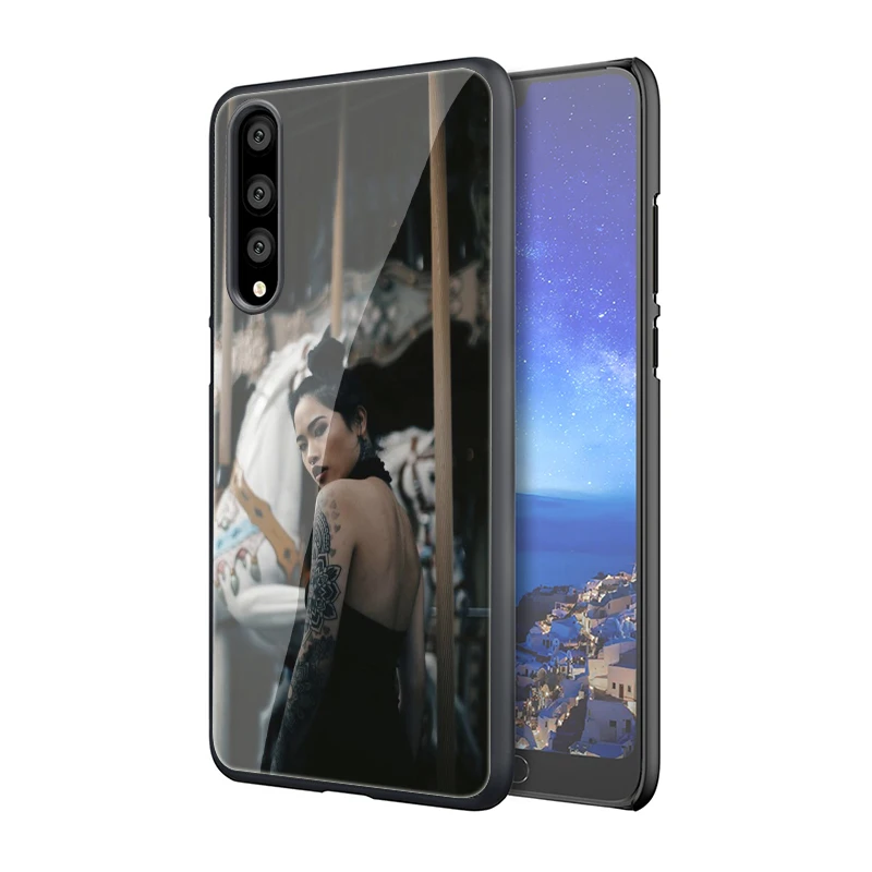 EWAU сексуальный рукав тату девушка закаленного стекла телефон чехол для Huawei P10 P20 P30 mate 20 Lite pro P Smart Y6 Y9 Honor 8X9 10