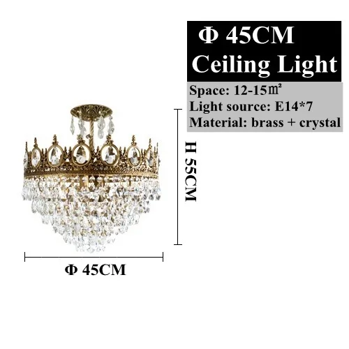 D 45CM Ceiling Lamp LukLoy Потолочная люстра Хрустальные подвесные светильники современные подвесные светильники Ретро Хрустальные абажуры винтажная люстра светильник - Цвет абажура: D 45CM Ceiling Lamp