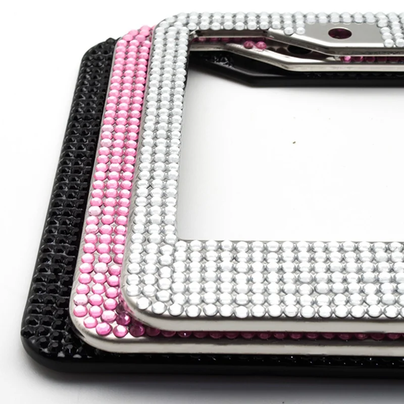 1 пара Bling Crystal рамка номерного знака Женская Роскошная ручная работа горный хрусталь Автомобильная рамка пластина для США Канада грузовик