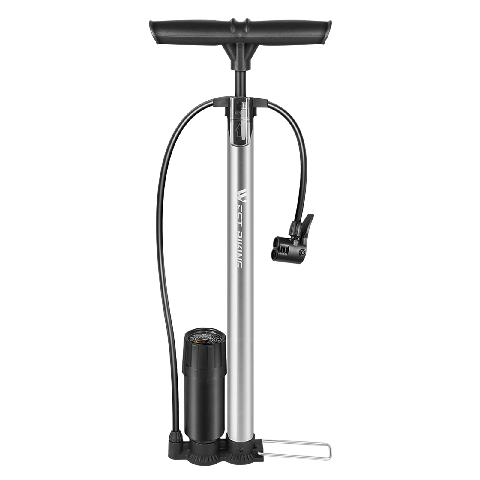 Насос велосипедный напольный WEST BIKING с высоким манометром 160PSI | Спорт и