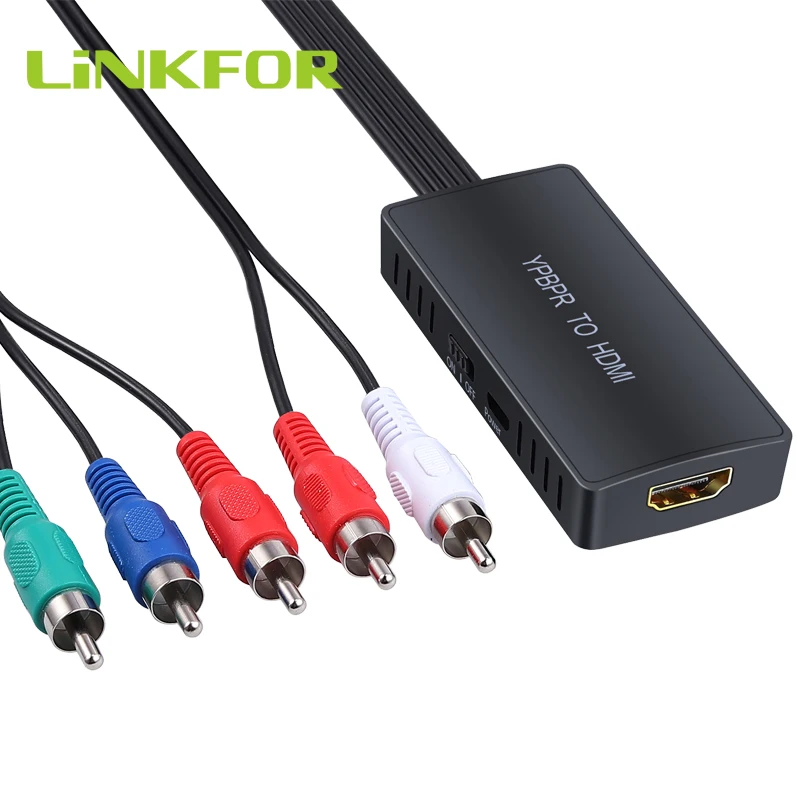 LiNKFOR 5RCA RGB YPbPr в HDMI конвертер Upscaler 1080P компонентный преобразователь адаптер для DVD