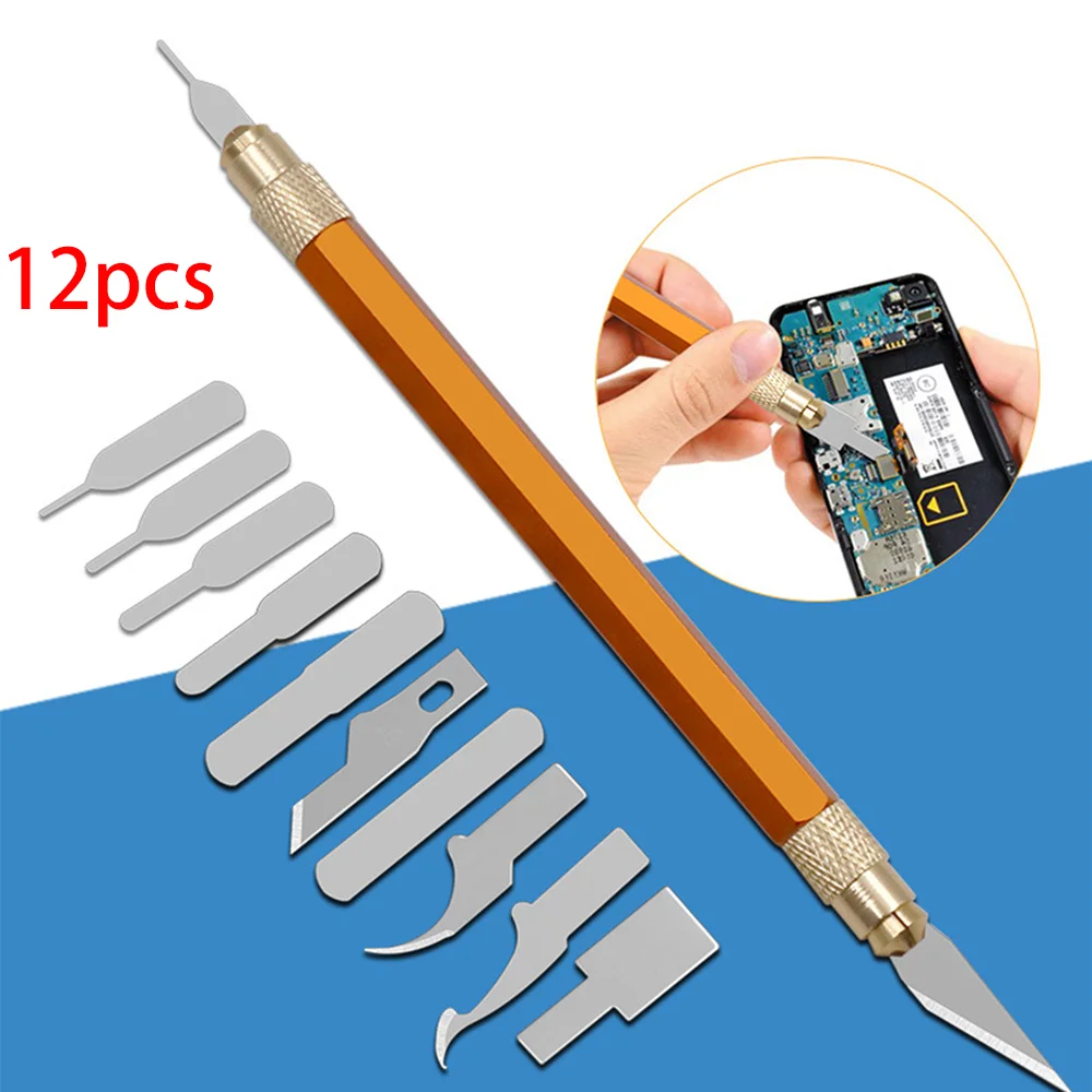 

12Pcs/set Multifunction Glue Scraper BGA CPU IC Chip Remove Tool Kit for iPhone Repair Motherboard Scraper Glue Cleaning Knife
