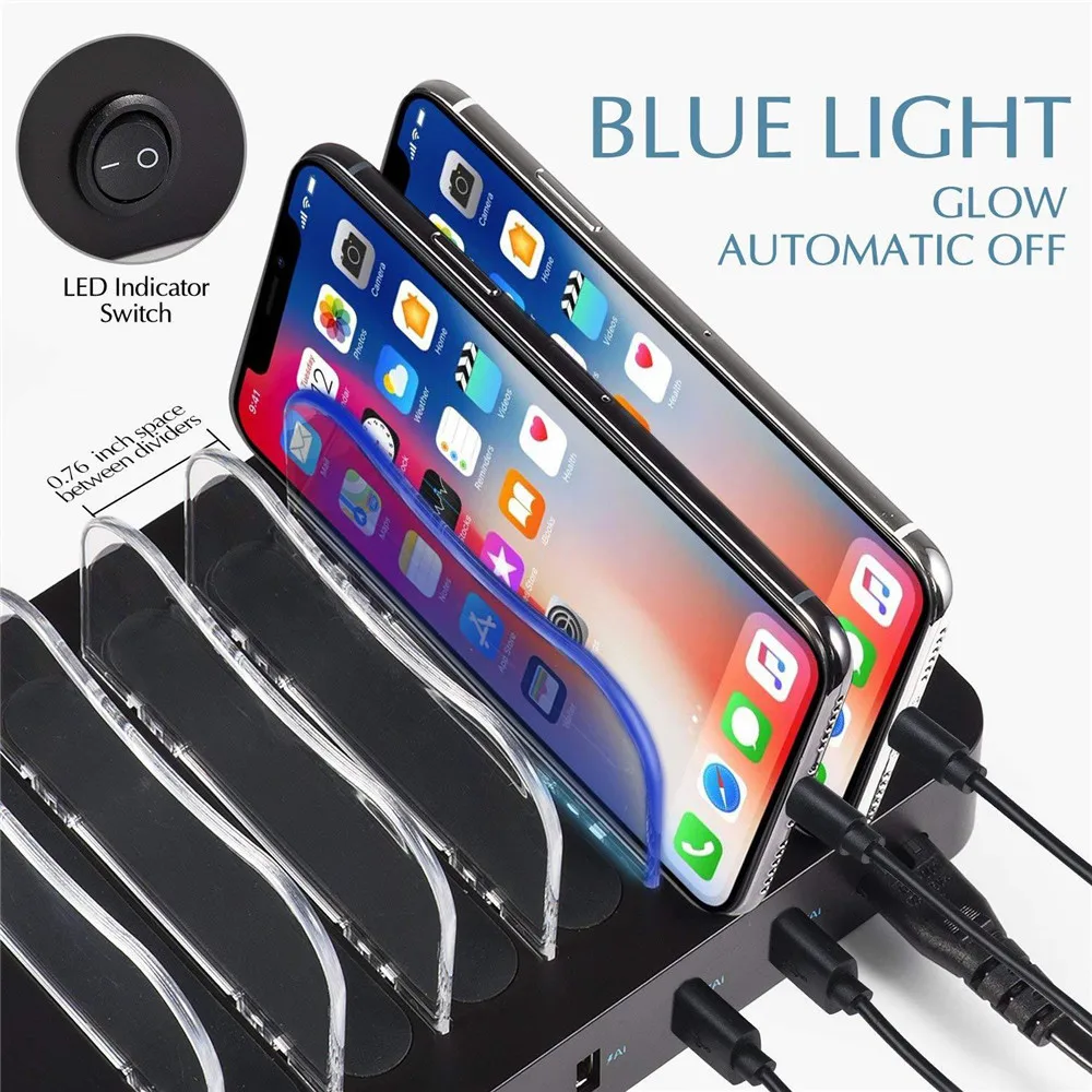 6USB Мобильный планшет настольная умная зарядная станция 50 Вт Быстрая зарядка для универсального мобильного телефона планшет умные устройства