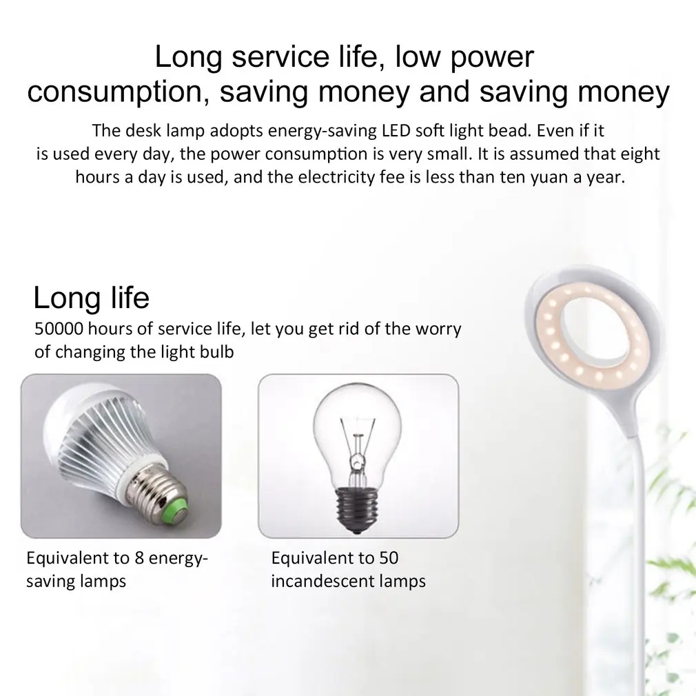 Eye Protection Rechargeable Led Desk Lamp Learning Children Desk Lamp Student Dormitory Bedroom Bedside Clip Light