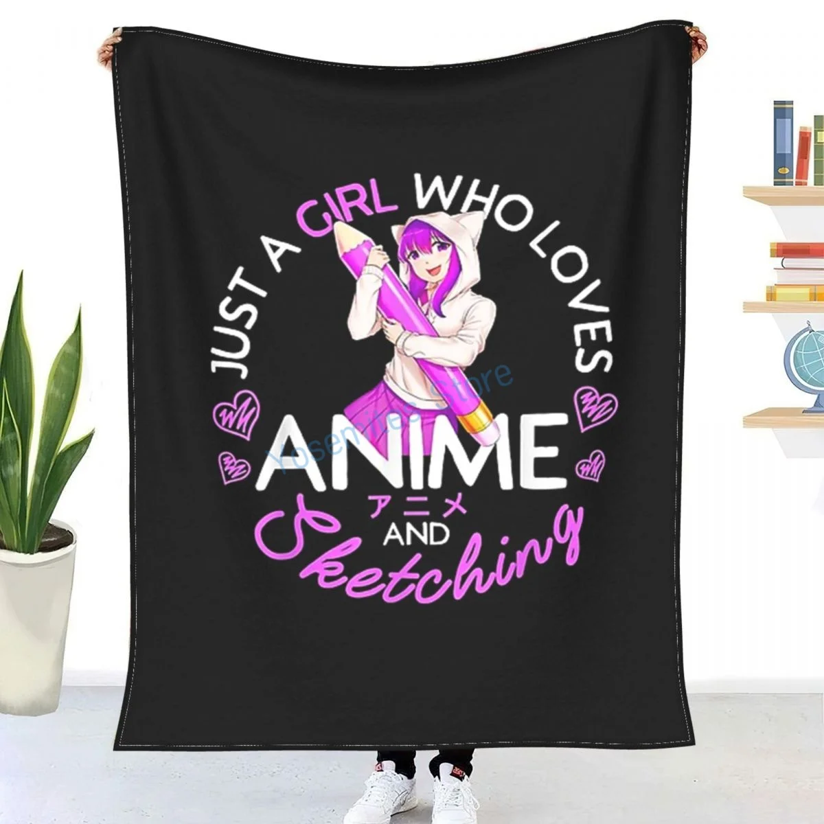 

Just-A-Girl-Who-Loves-Anime-And-Sketching-Anime-Merch-Gifts Throw Blanket Winter flannel bedspreads, bed sheets, blankets on