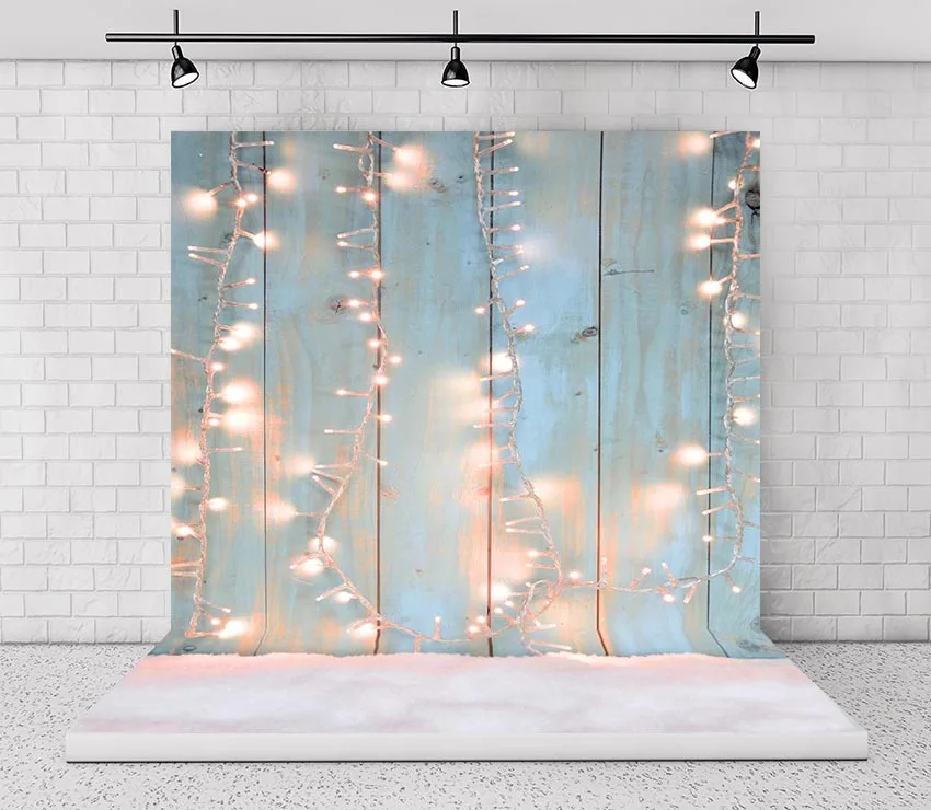 

Christmas Backdrops Wooden Board Light Snow Bokeh Photophone Photography Background Photozone Photocall for Photo Studio