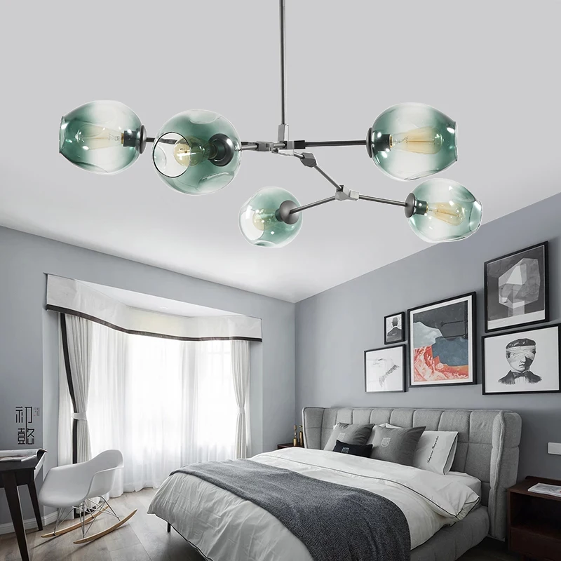 

Modern Gradient Glass LED Chandelier Lighting Nordic Loft Hanging Lamp for Living Room Bedroom Hanging Lights Lustre Luminaria