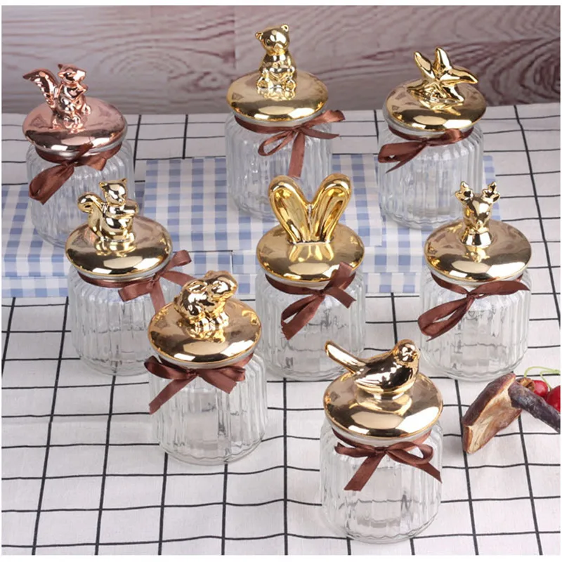 

Ceramic Glass Sealing Storage Tanks Nordic Creative Practical Food Condiment Kitchen Decoration Bottles Tea Candy Storage Jars