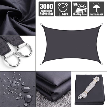 

300D 160GSM Rectangular Sunshade Rectangular Awning Sunshade Canvas Garden Waterproof Polyester Canopy Sunscreen UV Outdoor