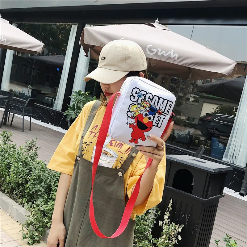 

Korean-style Cute Students Bag Oblique Funny Ugly Adorable Canvas Bag INS Women's Tennis Red Bag