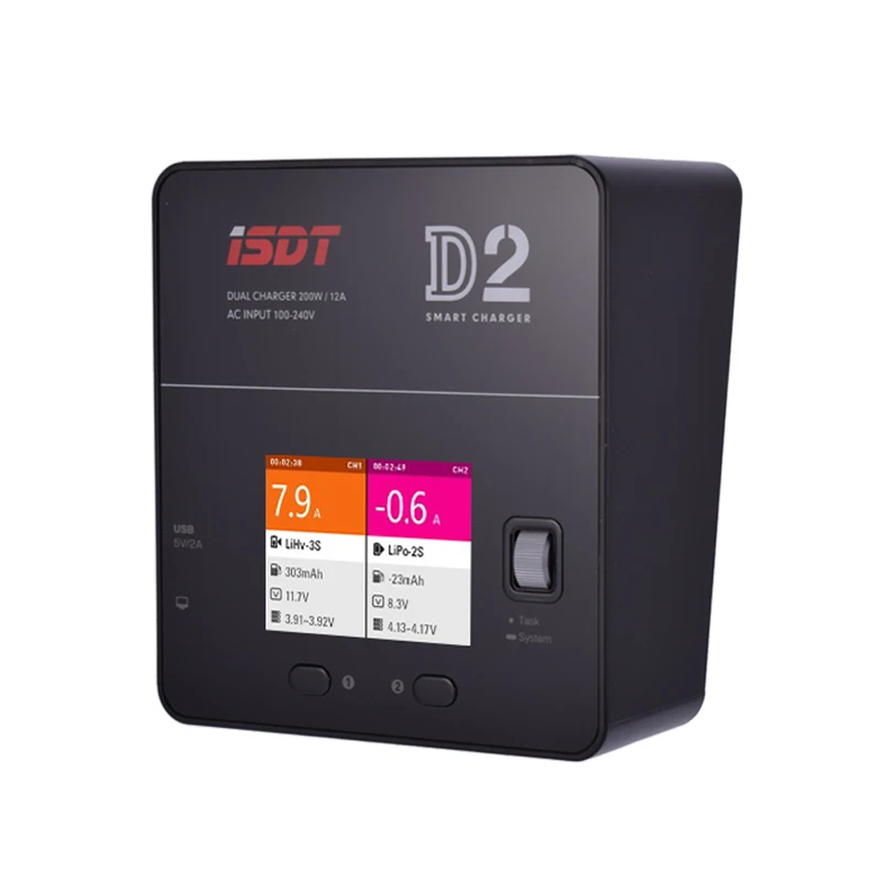 ISDT D2 200W 12A AC 100-240V двухканальный выход смарт баланс зарядное устройство для 2 S-6 S Lipo батарея английская версия