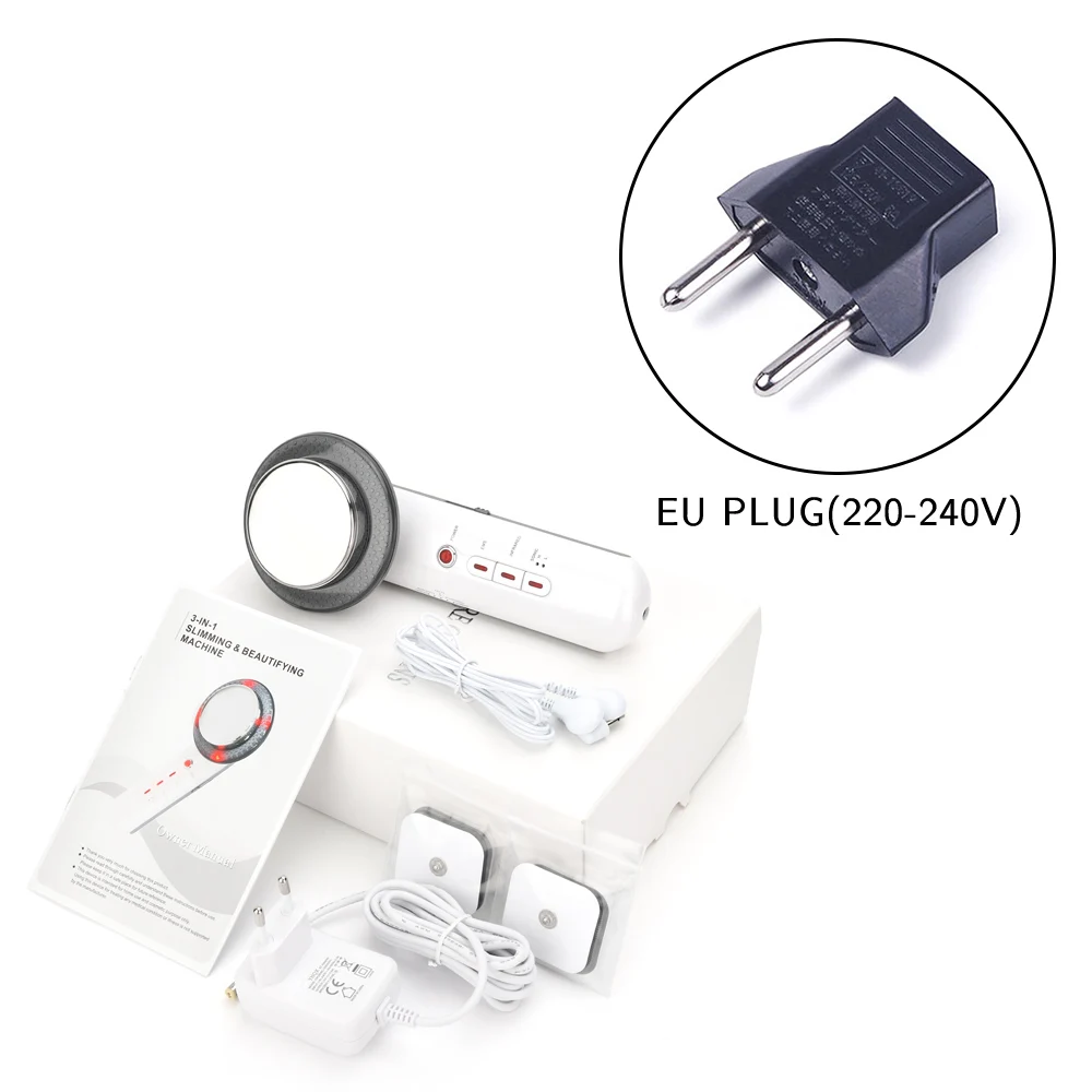 EU PLUG 3 in 1 EMS Infrared Ultrasonic Body Slimming Massager Device Ultrasound Lose Weight Fat Burner Cavitation Face Beauty Machine - Цвет: EU PLUG