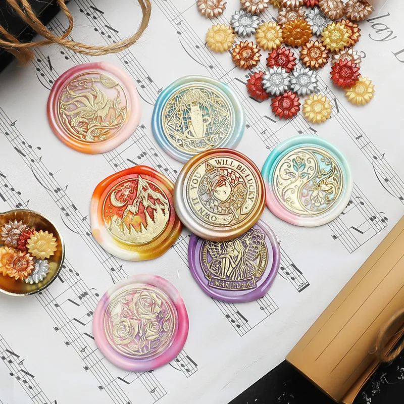 10 pouches Sunflower translucent Sealing Wax Beads, for Wax Seal Stamp,  Wedding Invitations, Gift Wrapping 