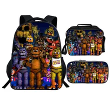  3pcs Set FNAT Five Night At Freddy Cosplay Backpack Student School Shoulder Bag Pencil Case Satchel Laptop Travel Rucksack 