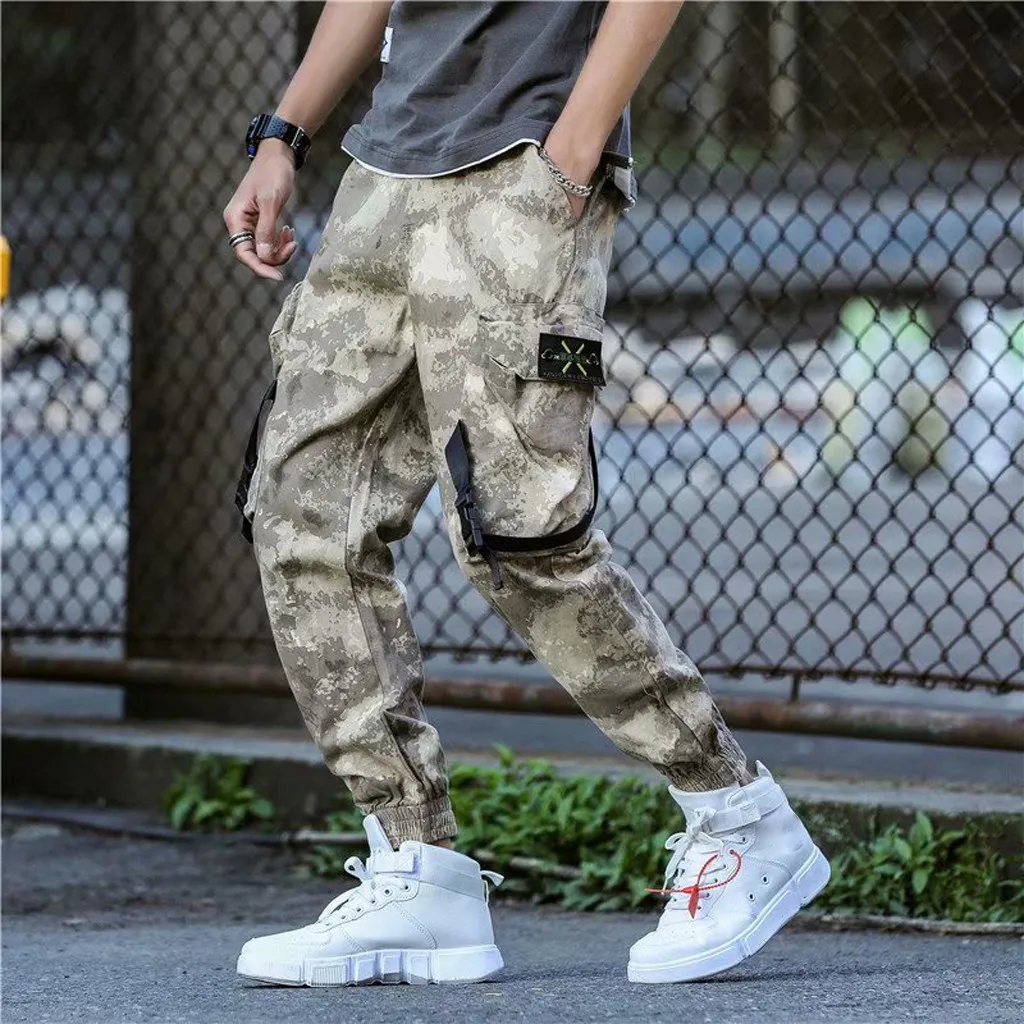 

streetwear joggers Men Camouflage Pocket Overalls Casual Pocket Sport Work Casual Trouser Pants pantalon homme джоггеры штаны